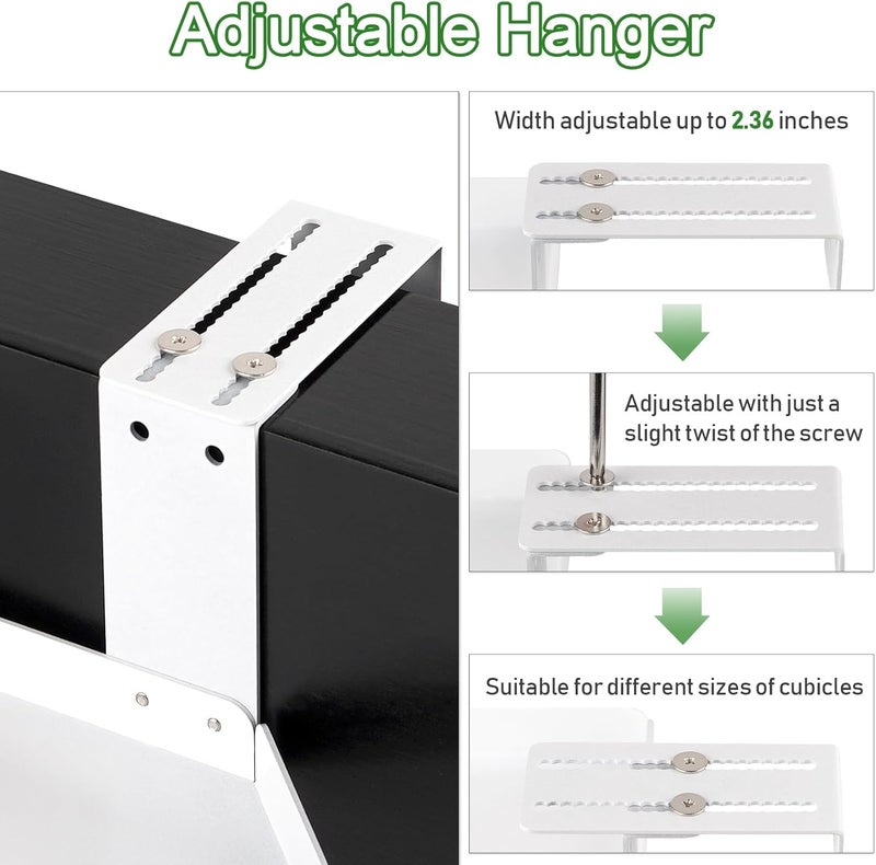 Olpchee Office Cubicle Shelf - Height Adjustable Corner Shelf with Adjustable Hooks - Image 5